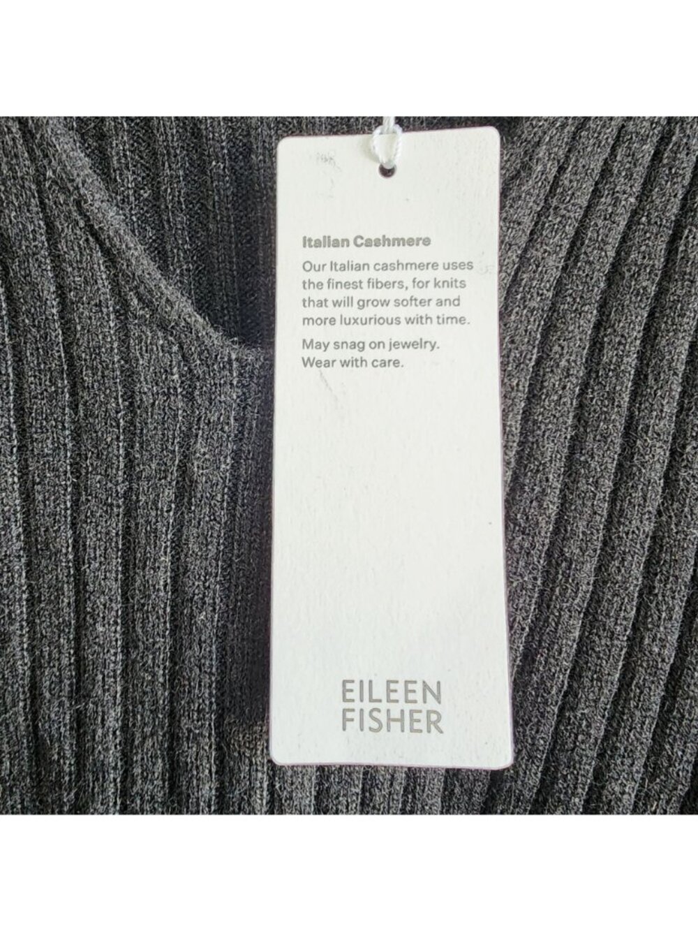 Eileen Fisher Italian Cashmere Ribbed V-Neck Sweater Black Size XS Romania New - Picture 3 of 6